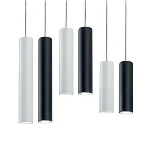 Lampe à suspension cylindrique GU10 de plafond H40 en métal laqué noir (noir, hauteur 40 cm)