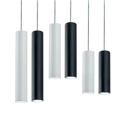Lampe à suspension cylindrique GU10 de plafond H40 en métal laqué noir (noir, hauteur 40 cm) Lampe à suspension cylindrique GU10 de plafond H40 en métal laqué noir (noir, hauteur 40 cm)