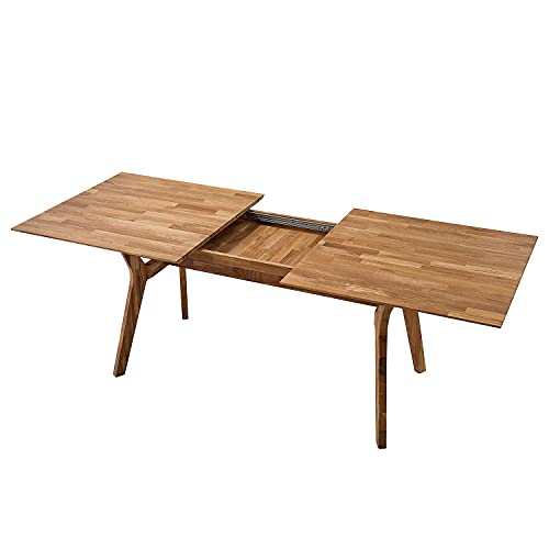 Table Extensible Design Chêne 6 à 8 Personnes - Mécanisme Facile - Pour Salon Ou Salle à Manger - 210x90x75 Cm