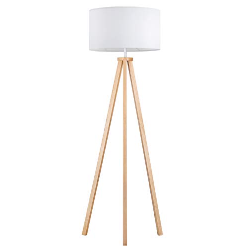 Tomons LED Lampadaire Dimmable Stepless Trépied en Bois à de Style Scandinave, Moderne pour Salon, Chambre à Coucher, Bureau, Hôtel et Bureau, Ampoule 8W Non-Scintillante Incluse