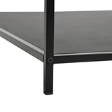 MEUBLE COSY Tables Basses avec étagère Carré Bout de Canapé Industriel en Verre Trempé et Cadre en Métal, Noir, 80x80x42cm