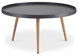 Furnhouse Ibbe Design Opus Ronde Table Basse de Salon Style Moderne Skandinave Table de Salon Gris, MDF et Bois Pieds en Bois de Hêtre Massif, 90x90x45 cm