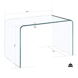 EGLEMTEK Bureau de bureau en verre incurvé - Luxury Z-02 - (126 x 74 x 70 cm) Design incurvé et moderne