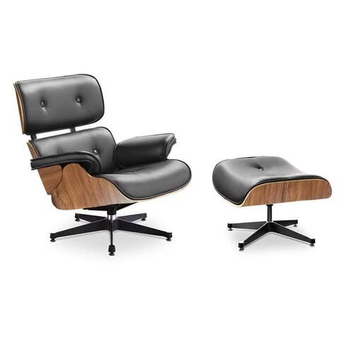 Fauteuil de salon et repose-pieds ottoman en cuir noir palissandre noyer ou placage OakwwwWOD (noyer) Fauteuil de salon et repose-pieds ottoman en cuir noir palissandre noyer ou placage OakwwwWOD (noyer)