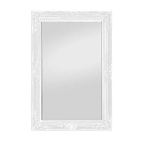 Rococo by Casa Chic - Grand Miroir Rectangulaire - Style Baroque Shabby Chic - 90x60 cm - Blanc Mat