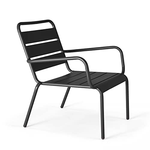 Oviala Palavas - Fauteuil de Jardin Bas Relax Acier Anthracite Oviala Palavas - Fauteuil de Jardin Bas Relax Acier Anthracite