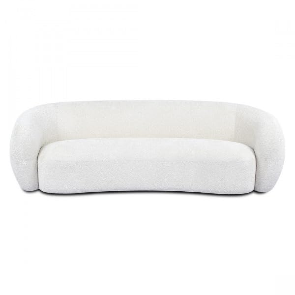 MATHI DESIGN Moon - Canapé 3 Places Tissu bouclé Blanc