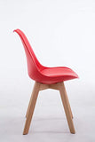 CLP Chaise Retro Design Borneo V2 Similicuir I Chaise Visiteur Pieds en Bois I Dossier Et Assise Rembourrés I Chaise Style Scandinave, Couleur:Rouge, Couleur du Cadre:Natura