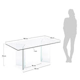 Kave Home - Table de Salle à Manger Burano rectangulaire 180 x 90 cm en Verre trempé avec Pieds en Verre