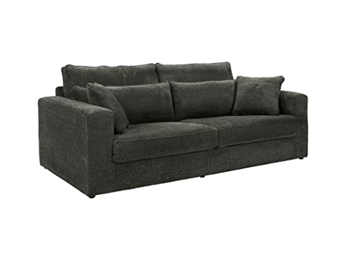 Vente-unique Canapé 3 Places en Tissu Bouclette Gris Anthracite MONDOVI