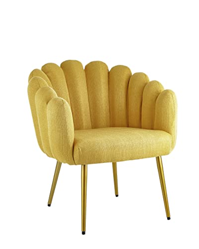 Baroni Home Fauteuil en Tissu avec Assise et Dossier Rembourrés, Fauteuil de Salon avec Jambes Dorées en Fer, Fauteuil Ergonomique et Confortable pour Chambre, Séjour, Bureau, Jaune, 67x64x77 cm Baroni Home Fauteuil en Tissu avec Assise et Dossier Rembourrés, Fauteuil de Salon avec Jambes Dorées en Fer, Fauteuil Ergonomique et Confortable pour Chambre, Séjour, Bureau, Jaune, 67x64x77 cm