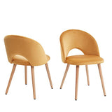 BAÏTA Eugenie Lot de 2 chaises, Hêtre, Velours Jaune, 52x56x77cm