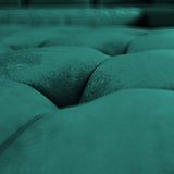 Selsey KOPENHAGA - Canapé d’Angle avec Pouf (Tissu Monolith 37 Vert Bouteille, Pieds Noirs en Bois, Coffre de Rangement intégré dans Le Pouf)