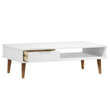 puraday Table Basse Table Dappoint Salon 100x55x31 cm Bois de Pin Massif Petite Table D’Appoint Table Gigogne Design Table Basse Rangement Table A Manger Table Salon Blanc