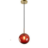 LFsem Plafonnier Simple Tête Coloré Ø15cm Globe En Verre Suspension E27 Loft Chambre Restaurant Suspension Lustre Simple Moderne (Rouge)