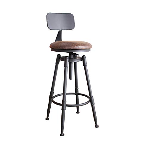 tabouret de bar avec dossier noir metal et bois industriel industrielle rétro Tabouret pivotant à hauteur réglable Tabouret de comptoir bar Tabouret rustique bois, Chaise de salle à manger scandinave