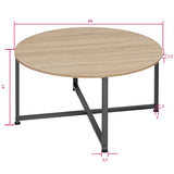 TecTake Table Basse Ronde de Style Industriel Table de Salon Table de canapé Table d’appoint Bois MDF – diverses Couleurs (Marron Clair)