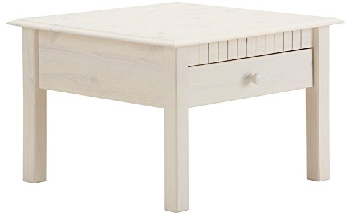 Domus Scandinavia Linda quadratisch mit 1 Schubkasten Table Basse, Bois, Blanc, 60 x 60 cm