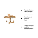 Nordic Story Moby Table de salle à manger extensible ronde en chêne massif avec pieds croisés Style moderne scandinave 4-8 personnes 120-160 x 120 x 75 cm Naturel