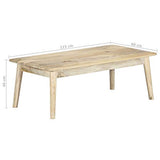 Tidyard Table Basse en Bois de Manguier Massif Style Industriel 115 x 60 x 40 cm