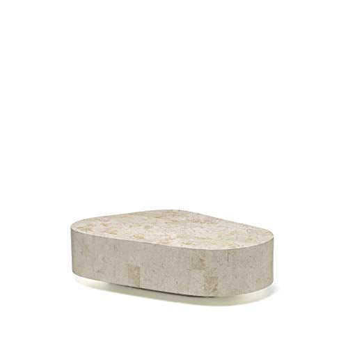 Stones Trapezio Table Basse, Pierre Blanche Fossile, 100x52x28 cm Stones Trapezio Table Basse, Pierre Blanche Fossile, 100x52x28 cm