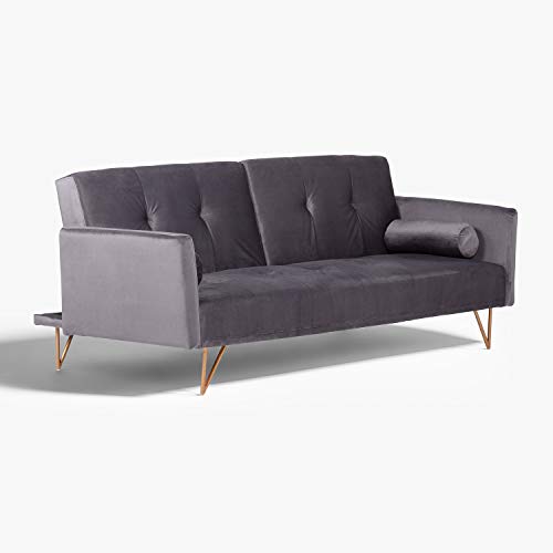 SKLUM Canapé Inclinable 3 Places en Velours Jehrd Graphite SKLUM Canapé Inclinable 3 Places en Velours Jehrd Graphite