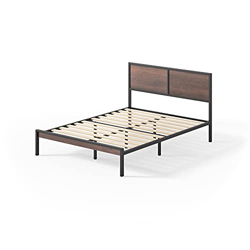 ZINUS 30 cm Mory Sommier plateforme en bois et en métal avec tête de lit en deux parties | Support à lattes en bois | Facile à monter | 180 x 200 cm | Marron ZINUS 30 cm Mory Sommier plateforme en bois et en métal avec tête de lit en deux parties | Support à lattes en bois | Facile à monter | 180 x 200 cm | Marron
