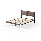 ZINUS 30 cm Mory Sommier plateforme en bois et en métal avec tête de lit en deux parties | Support à lattes en bois | Facile à monter | 180 x 200 cm | Marron
