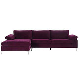 BHDesign Amanda New - Canapé d'angle Moderne 5 Personnes - Velours - Coloris Violet