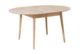 NORDICSTORY Escandi 4 Table de salle à manger nordique extensible ronde 120-155 cm, bois massif chêne, idéal pour cuisine salon, meubles design style nordique couleur chêne blanchi