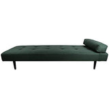 Nimara Charlie Daybed en velours et tissu – Lit de jour en velours avec appuie-tête, coussin – Anvendbar en canapé – Avec pieds en bois noir – Dimensions : 80 x 200 cm