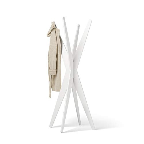 Mobili Fiver, Porte-Manteau sur Pied Design, Emma Frêne Blanc, 80 x 80 x 170,5 cm, Made in Italy