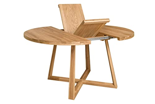 Nordic Story Moby Table de salle à manger extensible ronde en chêne massif avec pieds croisés Style moderne scandinave 4-8 personnes 120-160 x 120 x 75 cm Naturel Nordic Story Moby Table de salle à manger extensible ronde en chêne massif avec pieds croisés Style moderne scandinave 4-8 personnes 120-160 x 120 x 75 cm Naturel