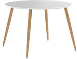 Menzzo Table scandinave Nina Bois laqué Blanc, MDF, 110x110x76 cm