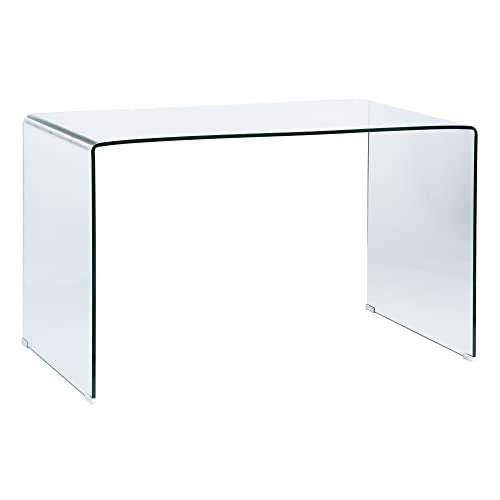 LOLAhome Bureau design en verre trempé transparent 125 x 70 x 75 cm