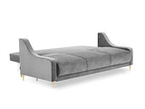 Milo Interiors Velvet Sofa with Bed Function and Box, Zora, 3 Seats, Grey, 215x94x90