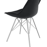 SAMPUR - Chaise Épura de Salle à Manger | Chaise de Bureau et de Salon Design Rétro Scandinave avec Coussin Intégré | Chaise de Salle d'Attente Rembourrée avec Pieds en Acier - Noir