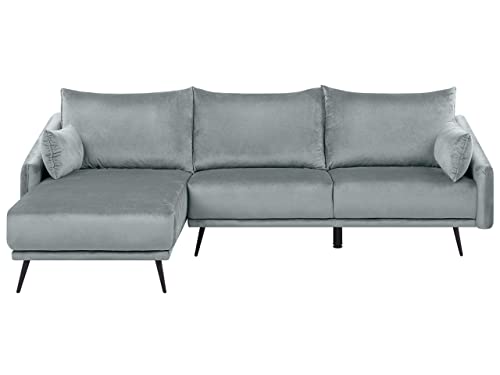 Canapé d Canapé d'Angle Côté Droit en Velours Gris de Qualité sur Pieds Noirs Design Chic et Élégant pour Salon Moderne et Glamour Beliani