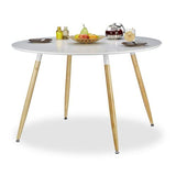 Relaxdays Table à manger ronde ARVID style scandinave 6 - 8 personnes HxD: 75 x 120 cm en bois, blanc
