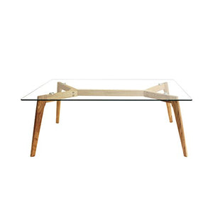 Marque Amazon - Movian HD3801 Table en Verre, Bois, Transparent-Marron, 110 x 60 x 45 cm