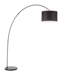 Lampadaire à arc modèle 6304N Perenz Cette lampe de sol est fabriquée avec une monture en métal peint blanc et abat-jour en tissu noir.