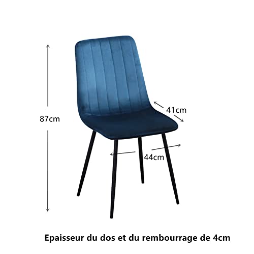 GOLDFAN Lot de 4 Chaises Salle à Manger,Chaise Cuisine Lot de 4 en Velours  Design Rétro avec Pieds en Métal, Gris