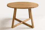 Nordic Story Moby Table de salle à manger extensible ronde en chêne massif avec pieds croisés Style moderne scandinave 4-8 personnes 120-160 x 120 x 75 cm Naturel
