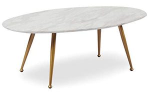 Menzzo Romy Table Basse en Bois, Métal, Blanc, Taille Unique