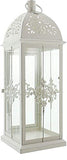 khevga Lanterne baroque en métal blanc dans un style shabby 39 cm