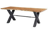 Table à manger 240x100cm - Bois massif d'acacia laqué (Bois naturel/Anthracite) - IRON LABEL #128