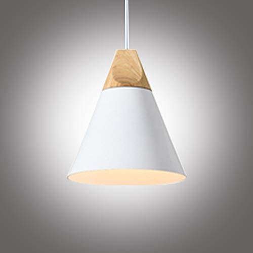 Lustre E27 LED Moderne Simple pendentif Light Métal Suspension Abat-jour Luminaire Design Plafonnier Industriel Rétro Eclairage Decoratif Ø22cm -Blanc
