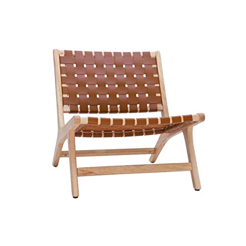 Miliboo Fauteuil Ethnique en Bois et Sangles tressées Marron Bondi