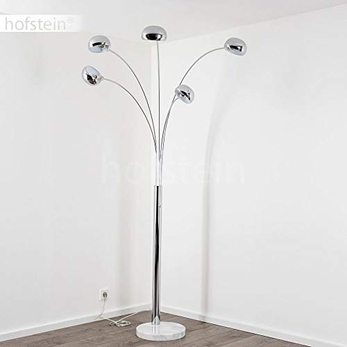 hofstein Lampadaire Nikkala, lampe sur pied en métal chromé avec effet de lumière, 5 x E14, lampe sur pied avec socle en marbre, sans ampoules