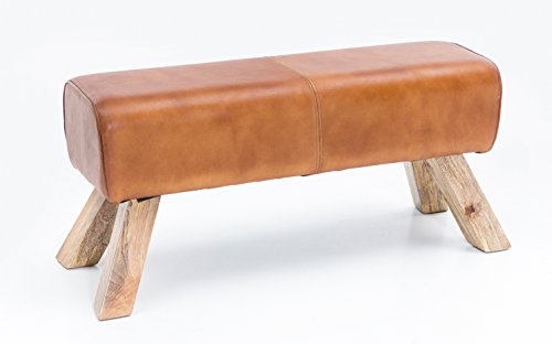 FineBuy Banc Bois Massif Cuir 90 x 43 x 30 cm Style rétro | Rembourré Banc | Banc en Cuir Salle à Manger Brun | Petit Banquette de lit Cuir véritable Banc Couloir FineBuy Banc Bois Massif Cuir 90 x 43 x 30 cm Style rétro | Rembourré Banc | Banc en Cuir Salle à Manger Brun | Petit Banquette de lit Cuir véritable Banc Couloir